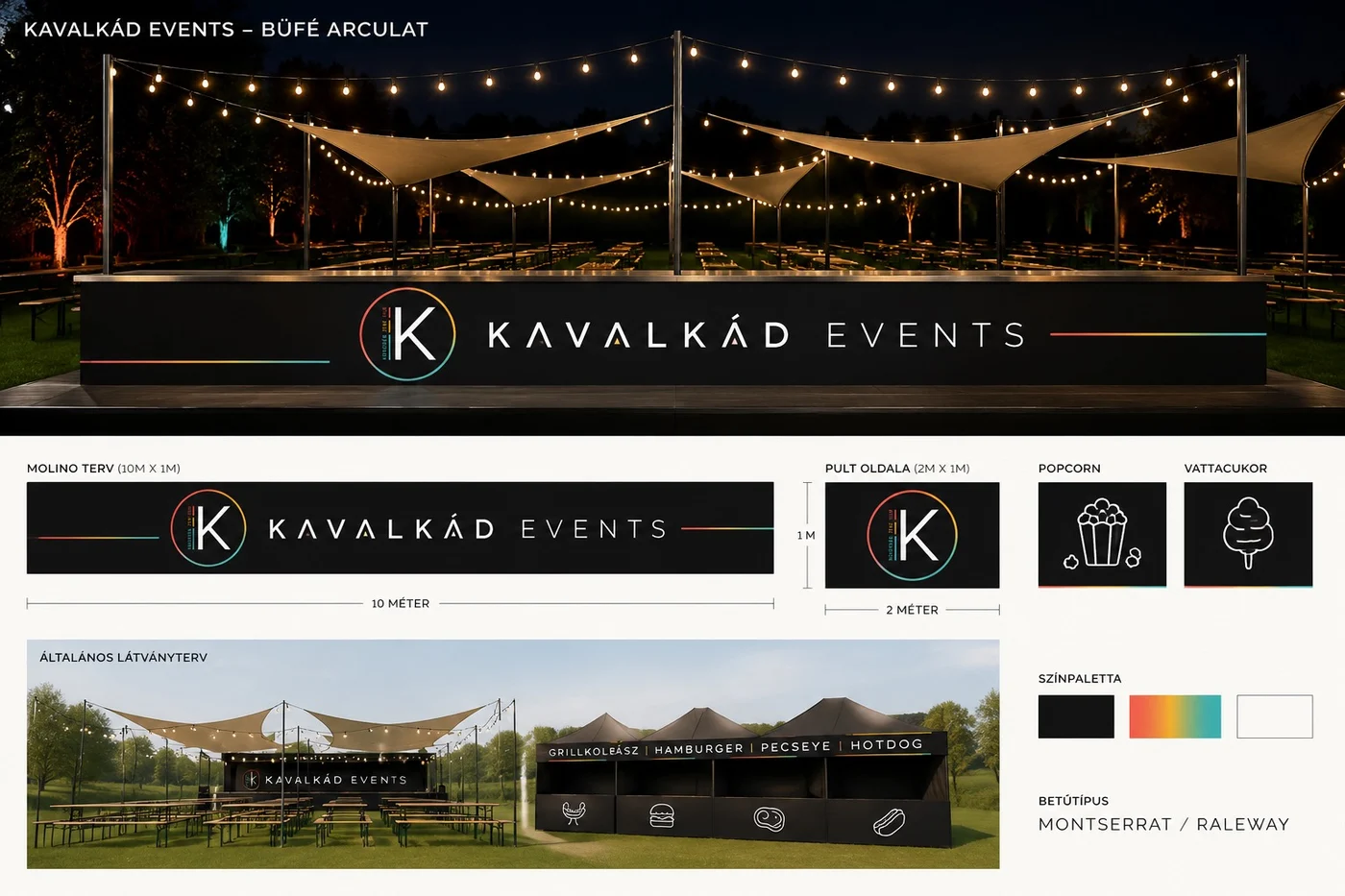 A Kavalkád Events büfé arculati terve és márkaelőírásai